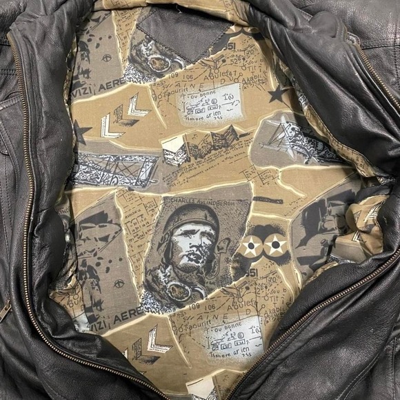 Vintage y2k 90s black collared a-2 aviator leather jacket - Picture 2 of 5